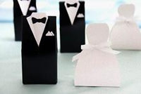 Bride Dress & Groom Tuxedo Bomboniere Favor Wedding Gift  Box & Name Card Holder