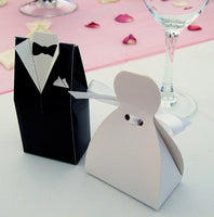 Bride Dress & Groom Tuxedo Bomboniere Favor Wedding Gift  Box & Name Card Holder