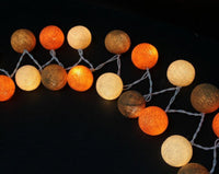 Brown Orange White Cotton Ball 5cm - Mains Power- 5m with 30 LED Bulb fairy light string