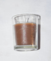 Chocolate Brown Wax Votive Table Candle in Clear Glass Holder - 6cm