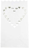Large Heart of Hearts White Lantern Candle Paper Bags - Garden Wedding Decoration - 10 Pack