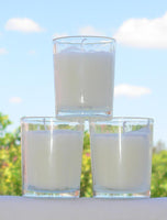 White Wax Votive Table Candle in Clear Glass Holder - 6cm High - wedding party table decoration