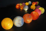 Multi Coloured Cotton Ball 5cm - Mains Power- 5m with 30 LED Bulb fairy light string