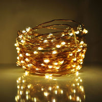 10 metre long fairy light string with MICRO SMALL warm white 100 bulbs - battery powered