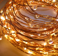 10 metre long fairy light string with MICRO SMALL warm white 100 bulbs - battery powered