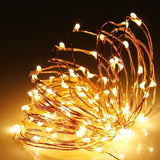 10 metre long fairy light string with MICRO SMALL warm white 100 bulbs - battery powered