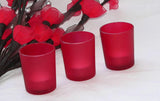 Red Frosted Glass Tea Light Candle Holder - Xmas Decor - 6.5cm high