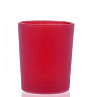 Red Frosted Glass Tea Light Candle Holder - Xmas Decor - 6.5cm high