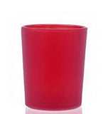 Red Frosted Glass Tea Light Candle Holder - Xmas Decor - 6.5cm high