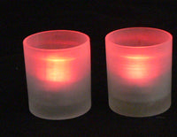 Red Frosted Glass Tea Light Candle Holder - Xmas Decor - 6.5cm high