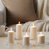 Ivory Wax 8cm high Pillar Candleabra Candle - 15 hour+ burn time