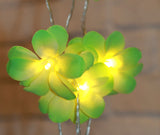Green Yellow Frangipani Flower - LED Battery Power fairy lights