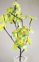 Tropical Green Frangipani flower bunch on stems sticks - 50 cm high battery powered table centrepiece fairy lights