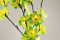 Tropical Green Frangipani flower bunch on stems sticks - 50 cm high battery powered table centrepiece fairy lights