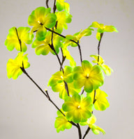 Tropical Green Frangipani flower bunch on stems sticks - 50 cm high battery powered table centrepiece fairy lights