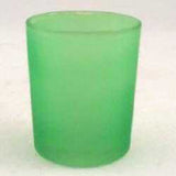 Apple Green Frosted Glass Tea Light Holder - Small 6.5cm - Green Theme Party Event