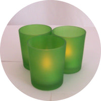 Apple Green Frosted Glass Tea Light Holder - Small 6.5cm - Green Theme Party Event