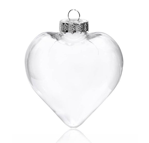 8cm Heart Glass Memory Bauble - Table Wedding Valentines Loved One Centrepiece decoration - Add personal touch