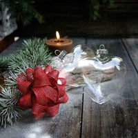 8cm Heart Glass Memory Bauble - Table Wedding Valentines Loved One Centrepiece decoration - Add personal touch