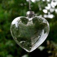 8cm Heart Glass Memory Bauble - Table Wedding Valentines Loved One Centrepiece decoration - Add personal touch