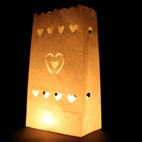 Heart in Hearts White Lantern Candle Paper Bags -  Wedding Ceremony Decoration - 10 Pack