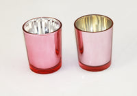 Rose Gold Glass Holder for Votive or TeaLight Candle - Golden Anniversary Decor