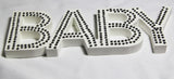 White Baby Nursery Sign Plaque Plate with Diamantes - Newborn Gift or Homeware
