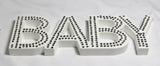 White Baby Nursery Sign Plaque Plate with Diamantes - Newborn Gift or Homeware