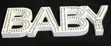 White Baby Nursery Sign Plaque Plate with Diamantes - Newborn Gift or Homeware