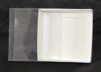 Square Invitation Presentation Gift Box - 8x8x2cm deep - White with Clear Lid - Retail Product Show case