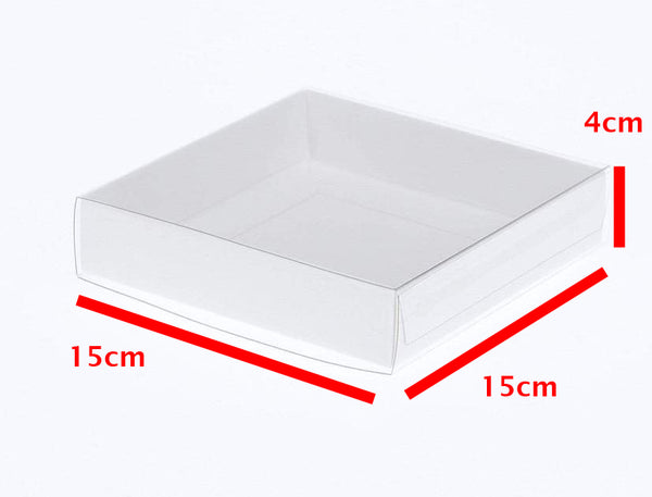Square Invitation Presentation Gift Box - 15x15x4cm deep - White with Clear Lid - Product Show case