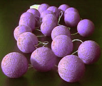 Purple Lilac Violet Cotton Ball 5cm Ball Mix - 3 Metre Battery Powered -  fairy party room lights decor
