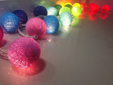 Multi Coloured Cotton Ball 5cm - Mains Power- 5m with 30 LED Bulb fairy light string