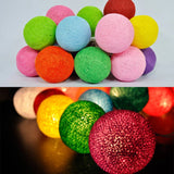 Multi Coloured Cotton Ball 5cm - Mains Power- 5m with 30 LED Bulb fairy light string