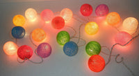 Multi Coloured Cotton Ball 5cm - Mains Power- 5m with 30 LED Bulb fairy light string