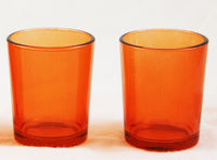 Orange Shot Glass Tealight Votive  Candle Holder - Small 6.5cm
