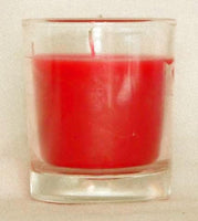 Red Wax Votive Table Candle in Clear Glass Holder - 5cm High