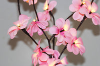 Pink Frangipani flower bunch on stems sticks - 50 cm high battery powered table centrepiece fairy lights