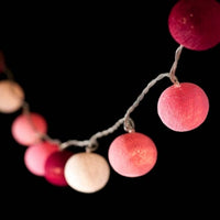 Pink Cotton Ball 5cm - Mains Power- LED Bulb fairy lights