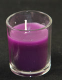 Purple Wax Votive Table Candle in Clear Glass Holder - Small