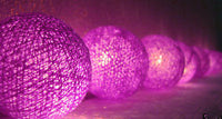Purple Lilac Violet Cotton Ball 5cm Ball Mix - 3 Metre Battery Powered -  fairy party room lights decor