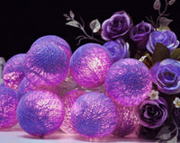 Deep Purple Viloet Cotton Ball 5cm - Mains Power- 5m with 30 LED Bulb fairy light string