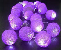 Deep Purple Viloet Cotton Ball 5cm - Mains Power- 5m with 30 LED Bulb fairy light string