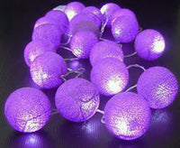 Deep Purple Viloet Cotton Ball 5cm - Mains Power- 5m with 30 LED Bulb fairy light string