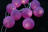 Deep Purple Viloet Cotton Ball 5cm - Mains Power- 5m with 30 LED Bulb fairy light string