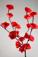 Red Roses bunch of flowers on stems - battery powered table centrepiece fairy lights - Medium
