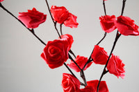 Red Roses bunch of flowers on stems - battery powered table centrepiece fairy lights - Medium