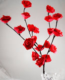 Red Roses bunch of flowers on stems - battery powered table centrepiece fairy lights - Medium