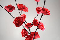 Red Roses bunch of flowers on stems - battery powered table centrepiece fairy lights - Medium