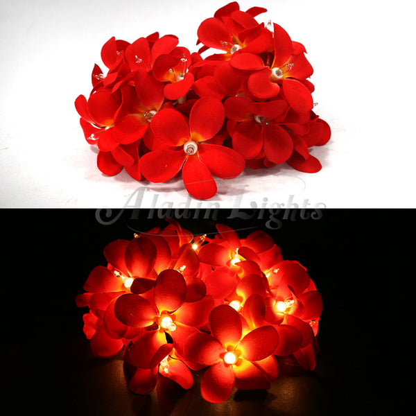Red Frangipani Flower Decorative Party Wedding LED Lights - 10 metre long with 100 bulb/flowers